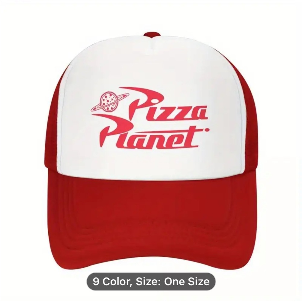 Red White Pizza Planet Cap Toy Story trucker snap back adjustable hat cap NEW